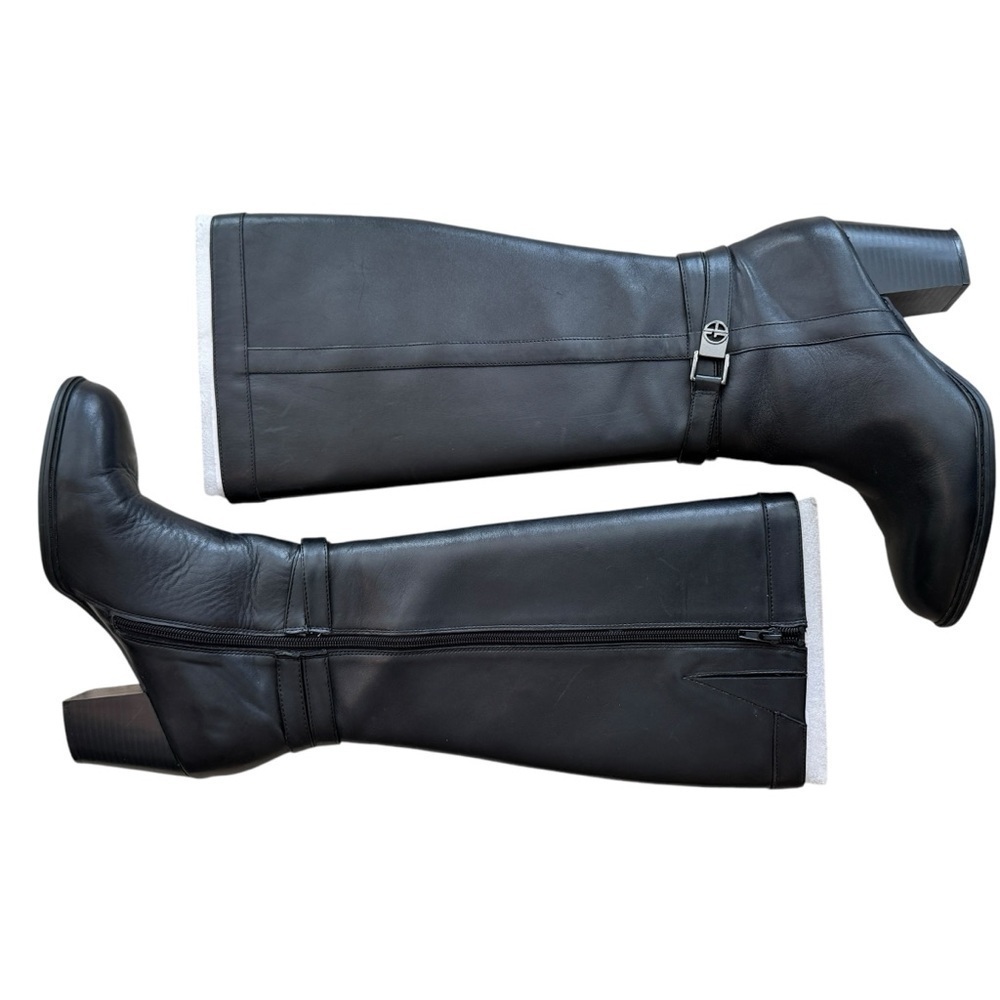 Gianni Bini Black Knee High Block Heel Boots Women’s 9.5M Leather Zip Side - Picture 6 of 10